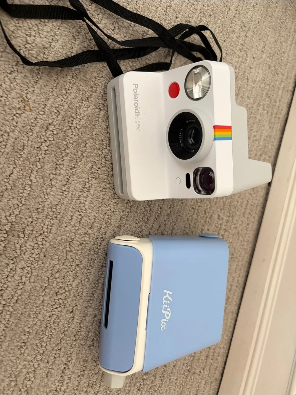 Polaroid White Instant Camera with Rainbow Stripe and KiiPix Photo Printer